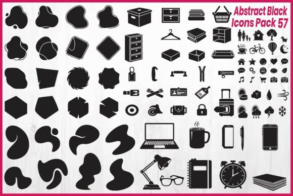 Abstract Black Icon Pack for Graphics and Crafts