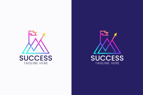 Abstract Success Logo with Mountain Flag – A Versatile Graphic Design Asset