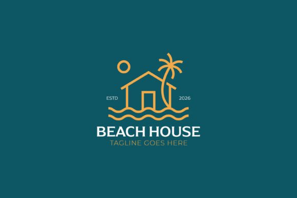 Beach House Logo Tropical Holiday Graphics