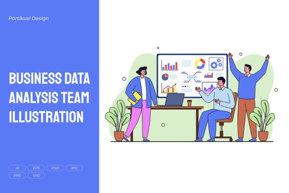 Business Data Analysis Team Illustration for Crafting and Graphics