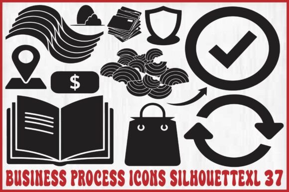 Business Process Icons Silhouette for Local Branding and Crafts
