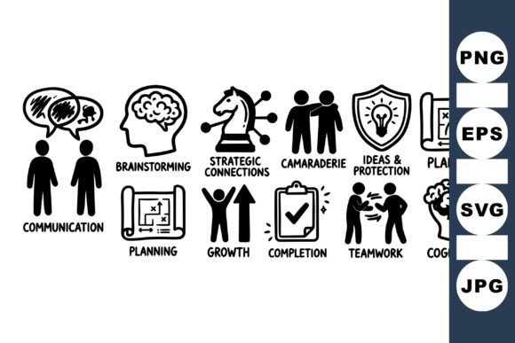Business Strategy Icon Set for Crafts and Graphics