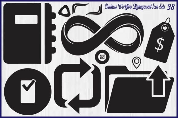 Business Workflow Management Icons Set for Crafts and Graphics