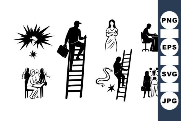 Career Ladder Silhouette Pack Graphics for Crafts