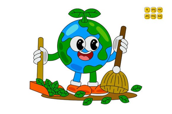 Cartoon Earth Character Vector Art 04 for Cricut and Handmade Projects