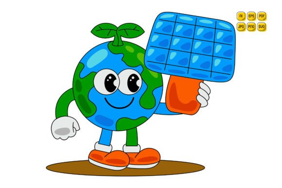 Cartoon Earth Character Vector Art 14 for Graphics and Illustrations