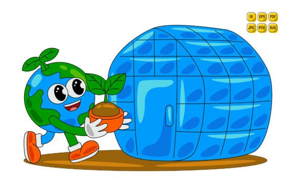 Cartoon Earth Character Vector Art 18 for Local Business Branding