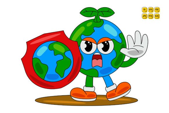 Cartoon Earth Character Vector Art 25 for Branding and Illustrations