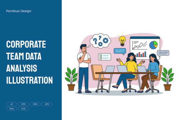 Corporate Team Data Analysis Illustration for Branding