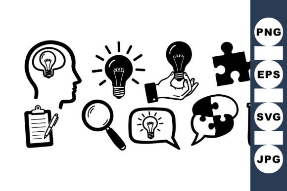 Creative Problem Solving Icons Set for Crafts and Graphics