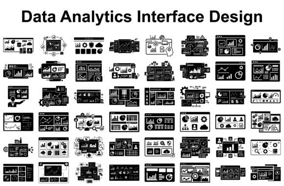 Data Analytics UI Silhouettes: A Modern Graphic Asset for Tech Branding