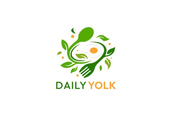 Detailed Spoon Fork Egg Leaf Logo Graphics