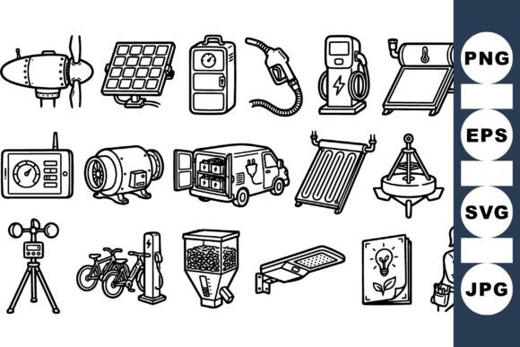 Energy Technology Icon Pack for Graphics and Crafts