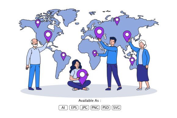 Global Location Mapping Illustration for Branding and Marketing