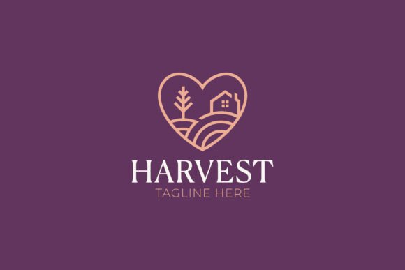 Harvest Farm Heart Line Logo Template for Graphics and Logo Templates