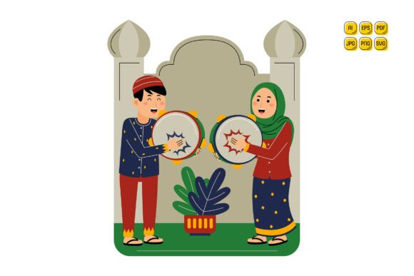 Islamic Family Illustration for Branding and Packaging
