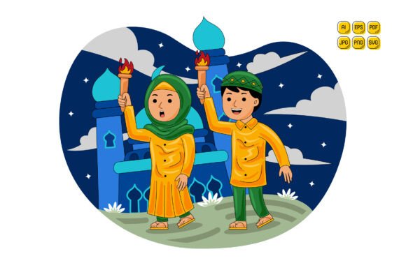 Islamic Torch Illustration for Local Business Branding