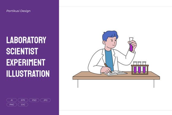 Laboratory Scientist Experiment Illustration for Graphics and Digital Products