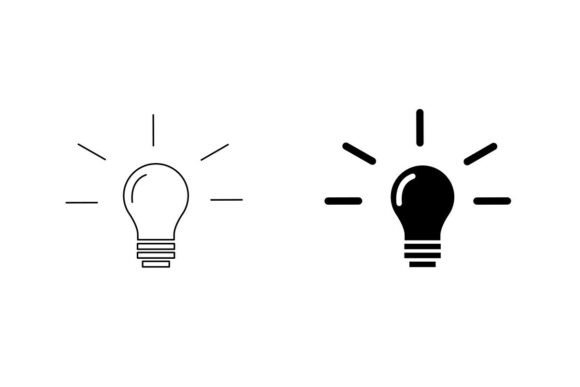 Lamp Icon in Outline Silhouette Style - Clean Graphics for Crafters