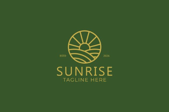 Linear Logo Badge of Sunrise Sign Symbol: A Modern Graphic for Logos and Websites