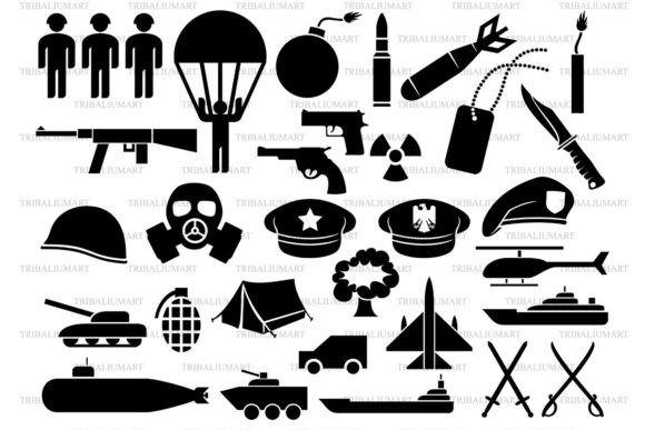 Military Icons SVG Bundle – Army Weapons Graphics