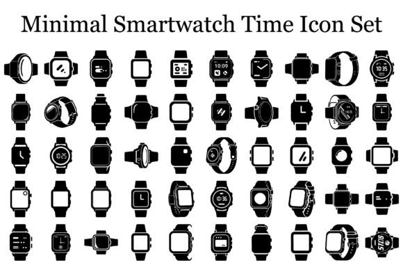 Minimal Smartwatch Time Icon Set for Local Branding