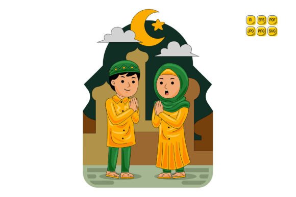 Muslim Man Woman Greeting Ramadan Graphics