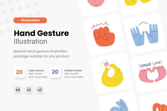 Object Hand Gesture Illustration for Crafting and Design