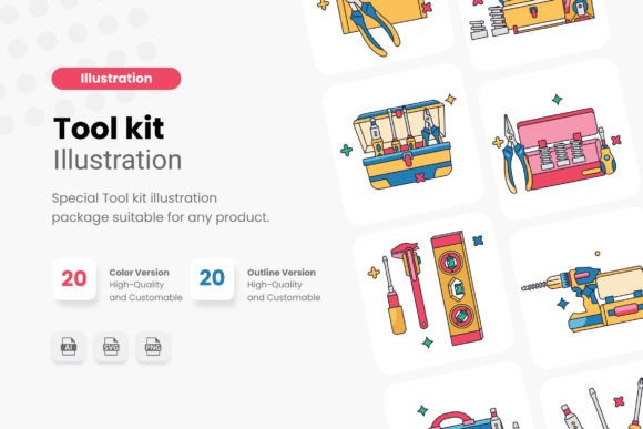 Object Tool Kit Illustration for Crafting and Design