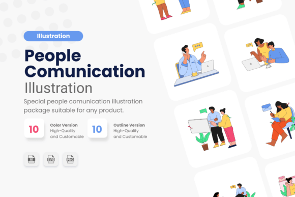 People Communication Illustration for Crafting and Design
