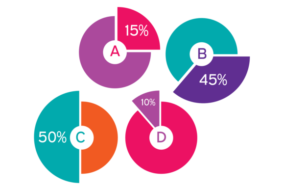 Pie Charts Group Color Template for Graphics and Illustrations