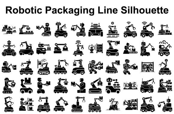 Robotic Packaging Line Set: A Modern Graphic Design Asset