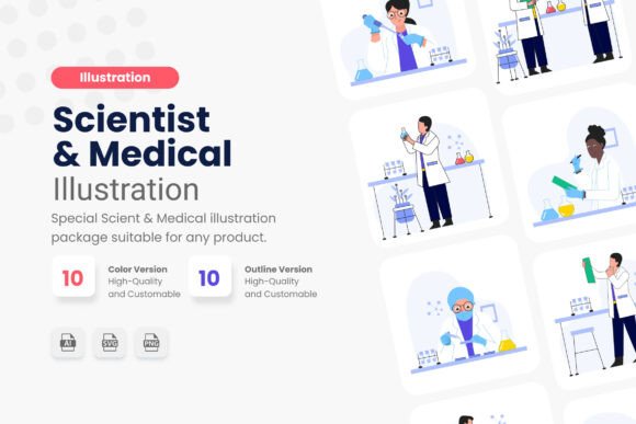 Scientist Illustration Graphics for Handmade Creations