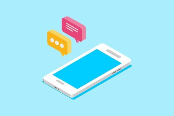 Smartphone with Messaging Bubbles Illustration for Branding