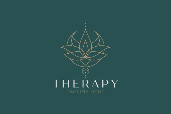 Therapy Lotus Flower Logo Graphics for Wellness Branding