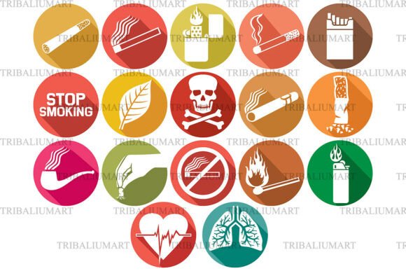 Tobacco Icons Set for Graphics and Icons